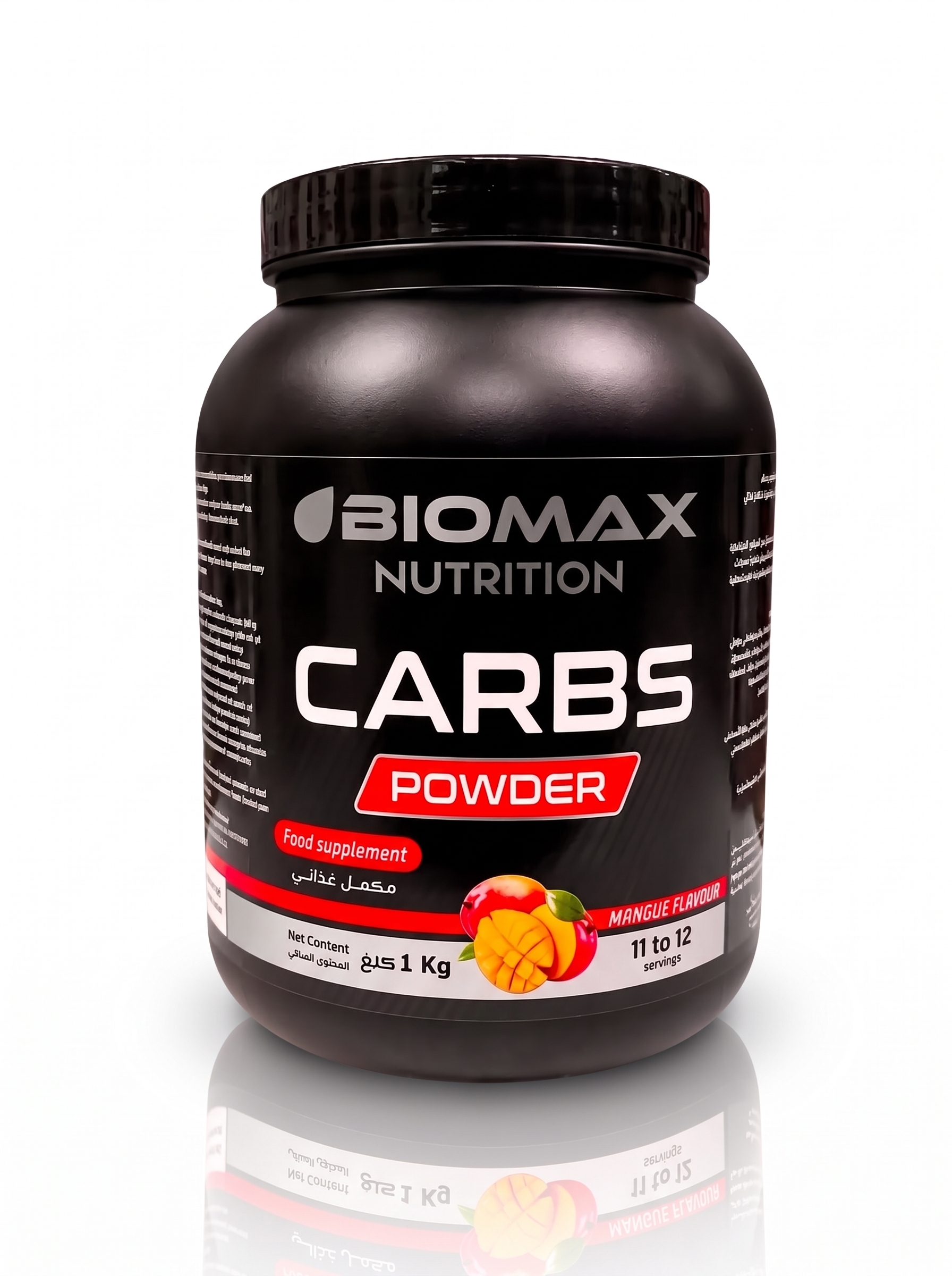 Black_supplement_tub_with_mango_2K_20260913163007 Biomax Nutrition CARBS poudre 1Kg – Image 1